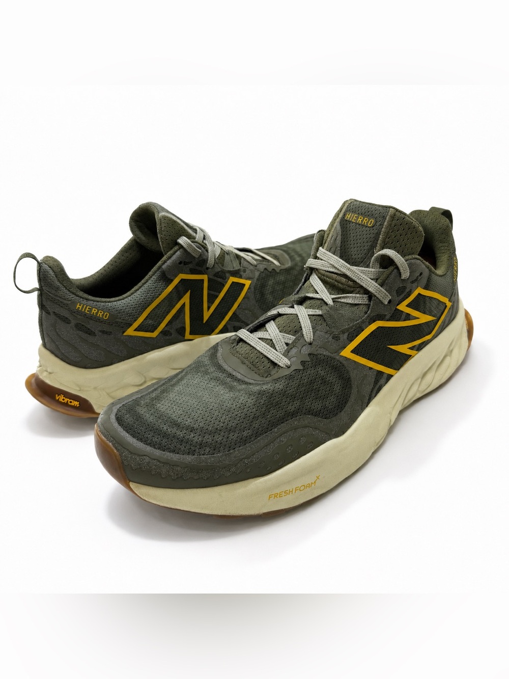 New Balance Hierro v8 Trail Shoes Men’s 15 Olive Green Fresh Foam Vibram